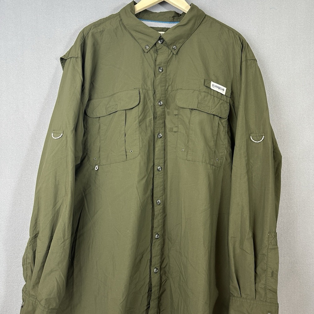 Magellan Fish Gear Fishing Shirt Mens 2xL Beige vented Moisture Wicking Relaxed